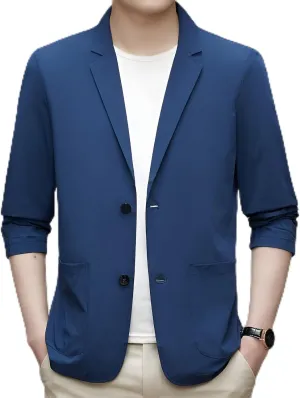 Ellniges]【UPF 50  Protection Men's Lightweight Wrinkle-Free Ice Silk Jacket, Breathable Stretch Travel Sport Coat for Summer, UV- Casual Office Wear & Outdoor Activities