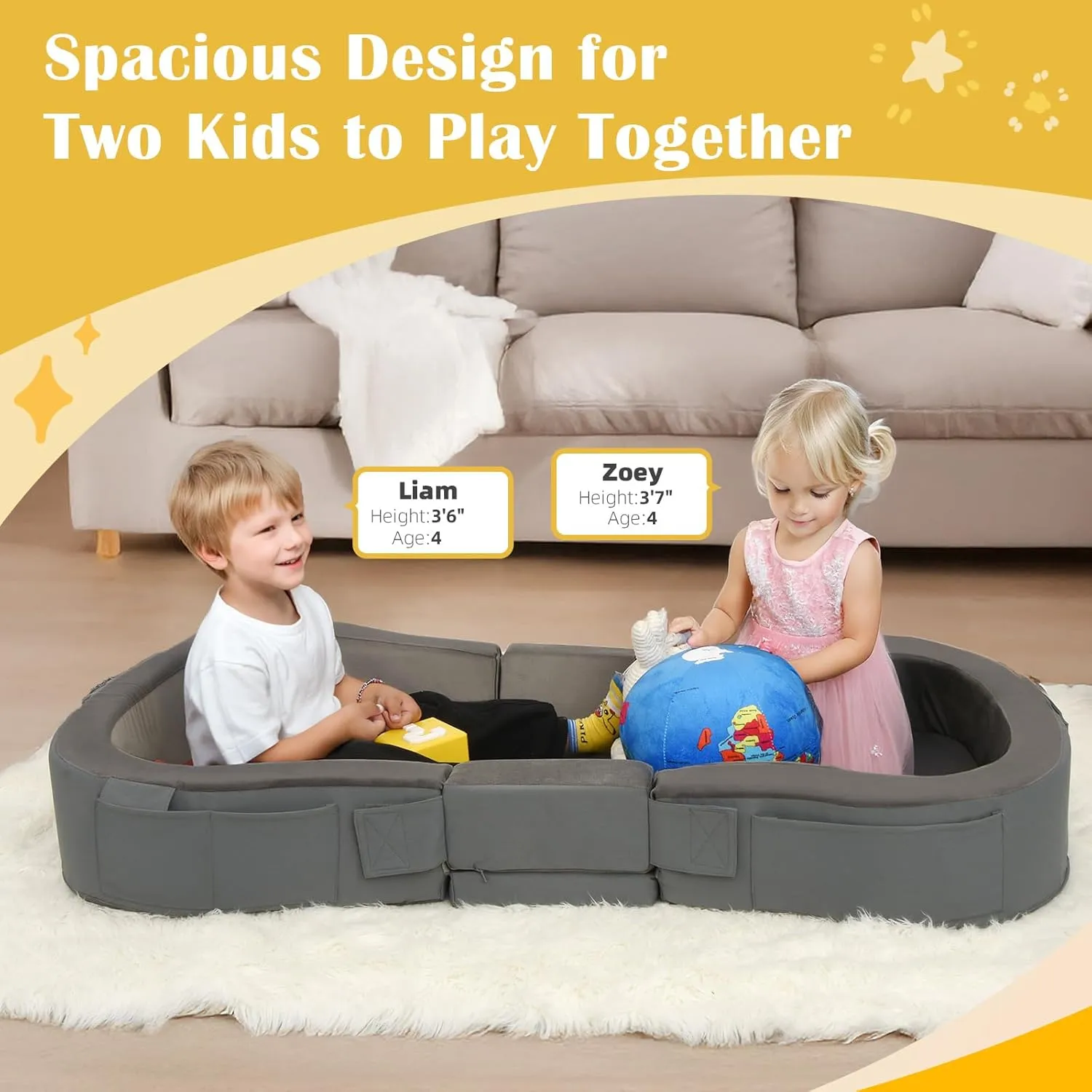 ENITYA Toddler Travel Bed, Folding Floor Cot for Travel, Portable Kids Bed for Sleeping, Washable Toddler Cot for Children 18M – 5yr Old, Grey