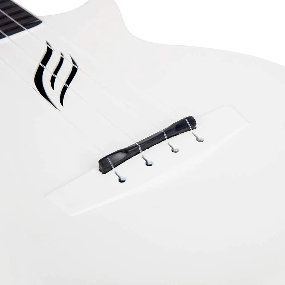 Enya Concert Ukulele Nova U 23’’ Carbon Fiber Travel Ukulele with Beginner Kit includes online lessons, case, strap, capo and strings (White)