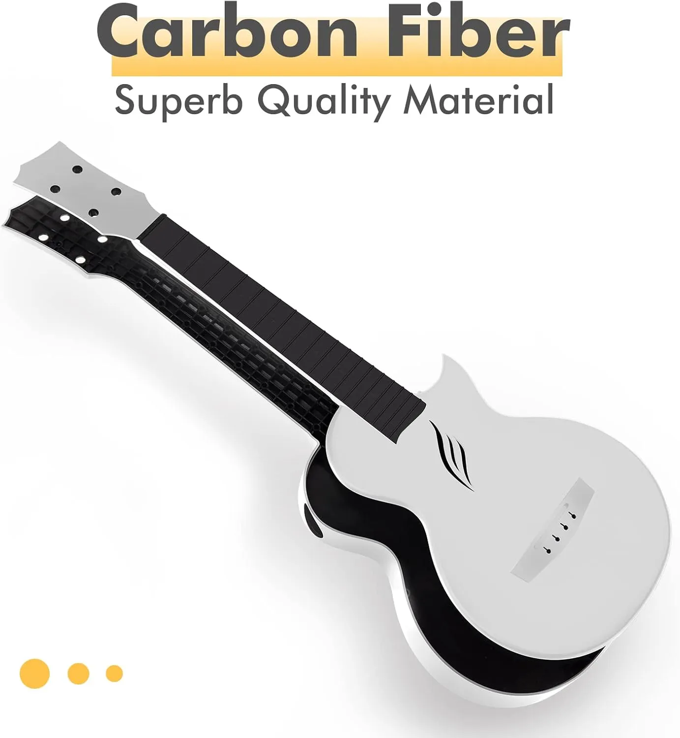 Enya Concert Ukulele Nova U 23’’ Carbon Fiber Travel Ukulele with Beginner Kit includes online lessons, case, strap, capo and strings (White)