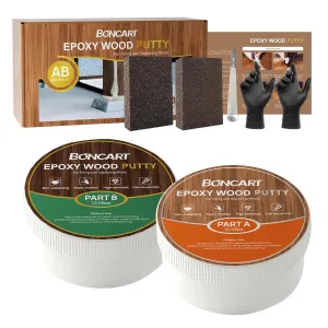 Epoxy Wood Putty, High Strength Filler Putty, Stainable 2-Part Epoxy Filler, 21.16 oz Structural Wood Repair Kit, Wooden Furniture Repair Kit for Damages (White)