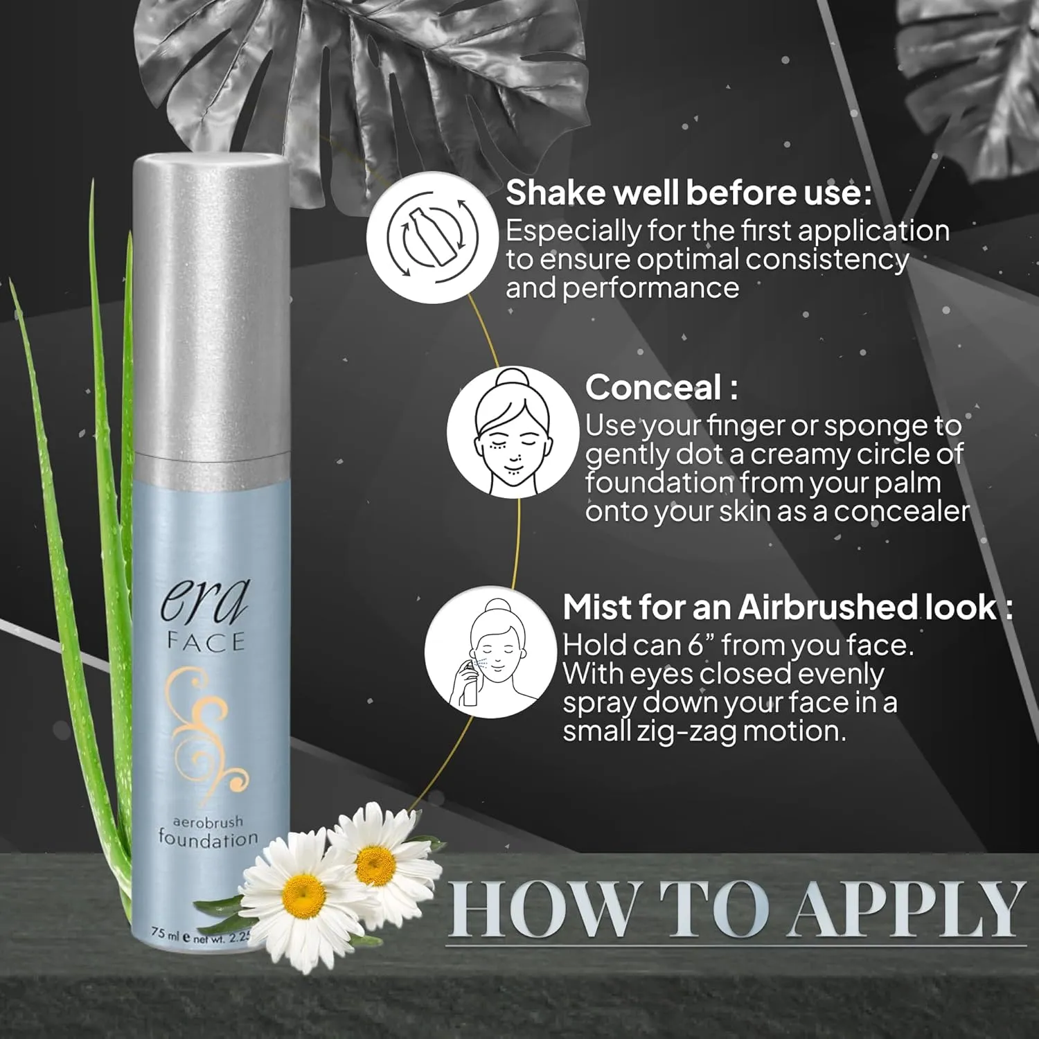 ERA Face spray makeup (Y5 Wheat, 2.25 oz) - airbrush foundation, everyday, buildable, professional spray on cosmetics by Era Beauty