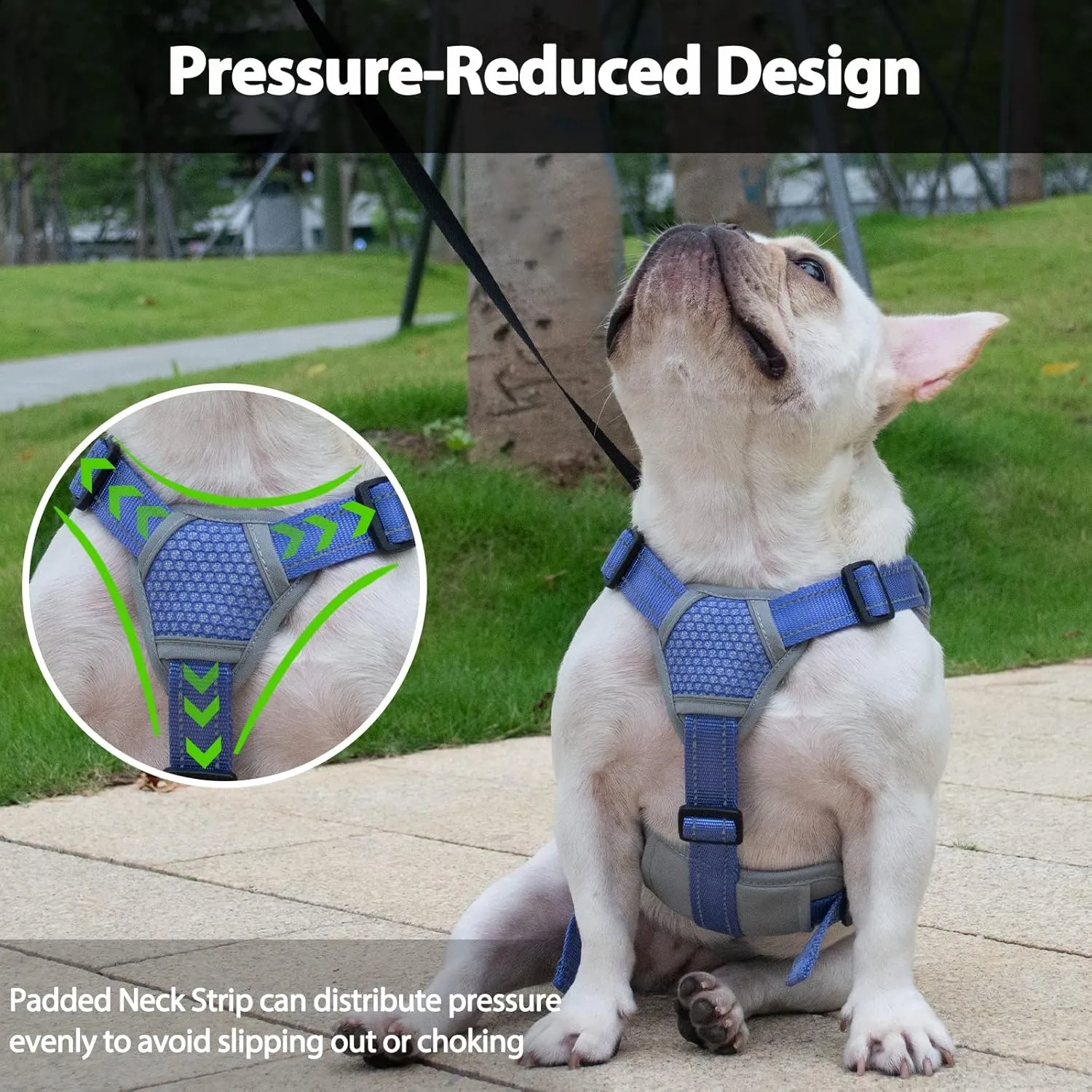 Escape Proof Dog Harness, Escape Artist Harness, Reflective Dog Harness with Handle, Durable,Adjustable Vest for Small Medium Large Dogs Walking, Training, and Running Gear(Technicolor Blue,S)