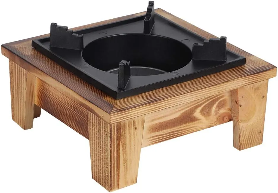 Estink Portable Alcohol Stove, Barbecue Alcohol Stove Wooden Shelf Portable Tabletop Barbecue Alcohol Oven Stove Furnace Cooking Utensil for Restaurant Hotel Family Outdoor Picnic Cooker