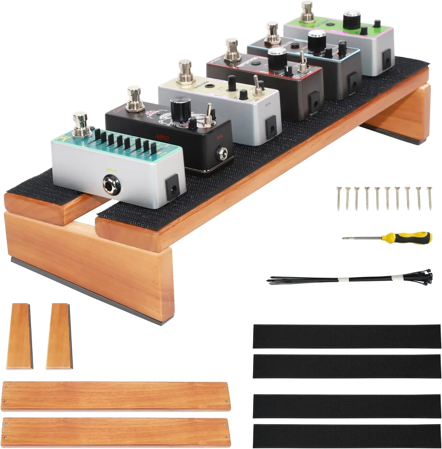 EX Guitar Pedal Board Compact Wooden Pedalboard Kit (15.7" x 5.5")