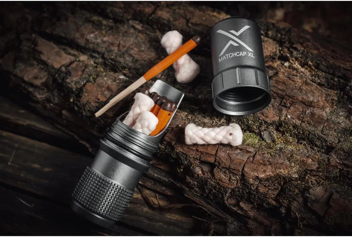 EXOTAC - MATCHCAP XL Waterproof Camping Match Kit Holder with Integrated Striker
