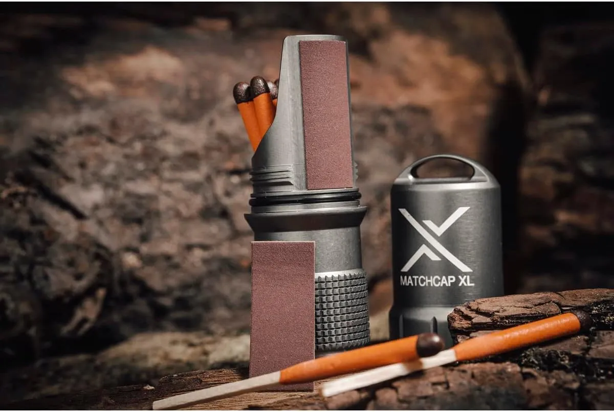 EXOTAC - MATCHCAP XL Waterproof Camping Match Kit Holder with Integrated Striker