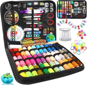Extra Large Sewing Kit with Colorful Threads – Factory-Grade Needle Case & Storage Bag for Hand & Machine Sewing (C304 Large Sewing Kit)