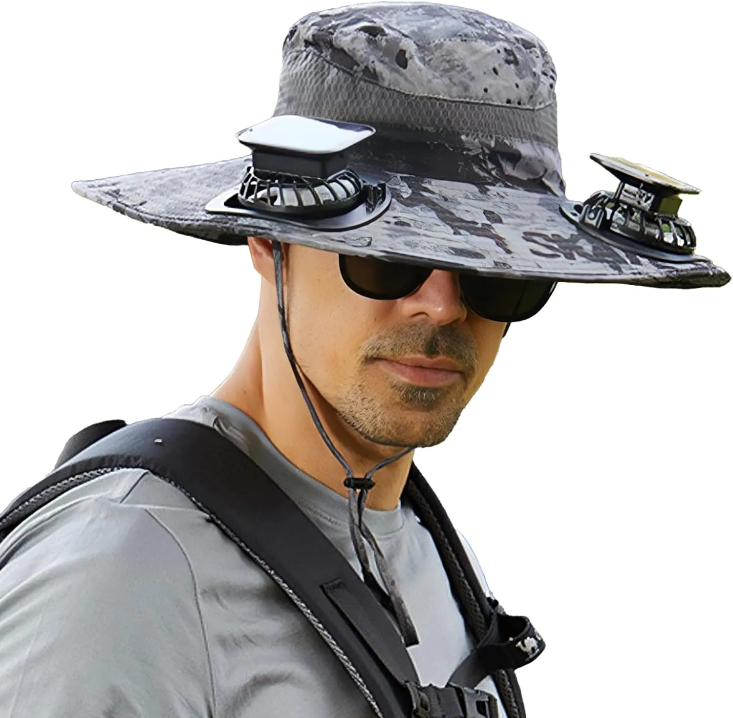 Extra Large Solar Powered Fishing Hat – Dual Fans for Maximum Cooling, Adjustable for Big Heads, for Fishing, Hiking