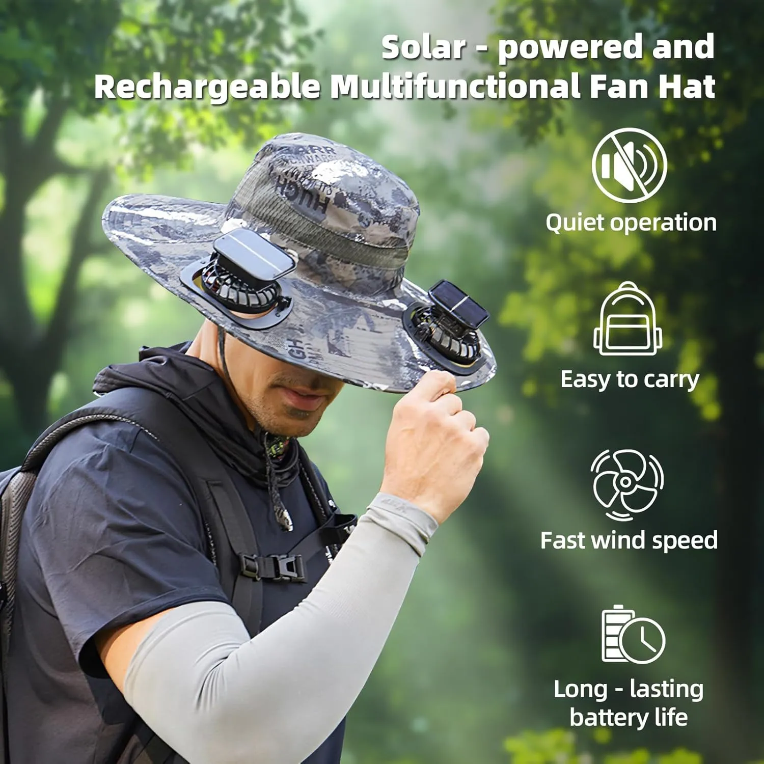 Extra Large Solar Powered Fishing Hat – Dual Fans for Maximum Cooling, Adjustable for Big Heads, for Fishing, Hiking