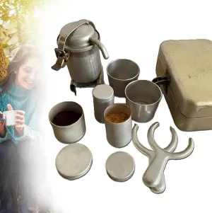 Extra Rare Vintage Camping Coffee Kit,Portable Travel Outdoor Coffees Serving Sets, Vintage Nostalgia Espress Pour Over Set,Nostalgia Gift for Coffee Lovers,Hiking Outdoor Adventures (1Set)