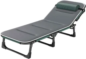 Extra Wide Camping Cot for Adults 5-Position Folding Sleeping Cot with Pillow Portable Camping Bed Cot for Beach Lawn Pool Sun Tanning
