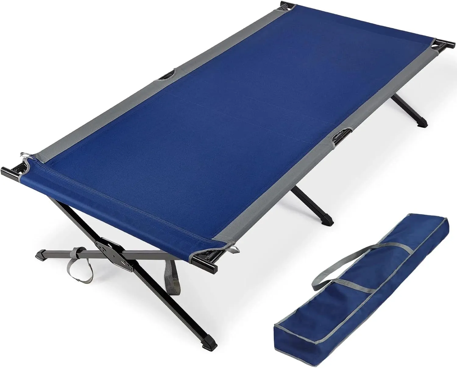Extra Wide Camping Cot for Adults – Heavy Duty Folding Bed with Carry Bag, 84.3" L x 41.9" W, Supports Up to 550 lbs