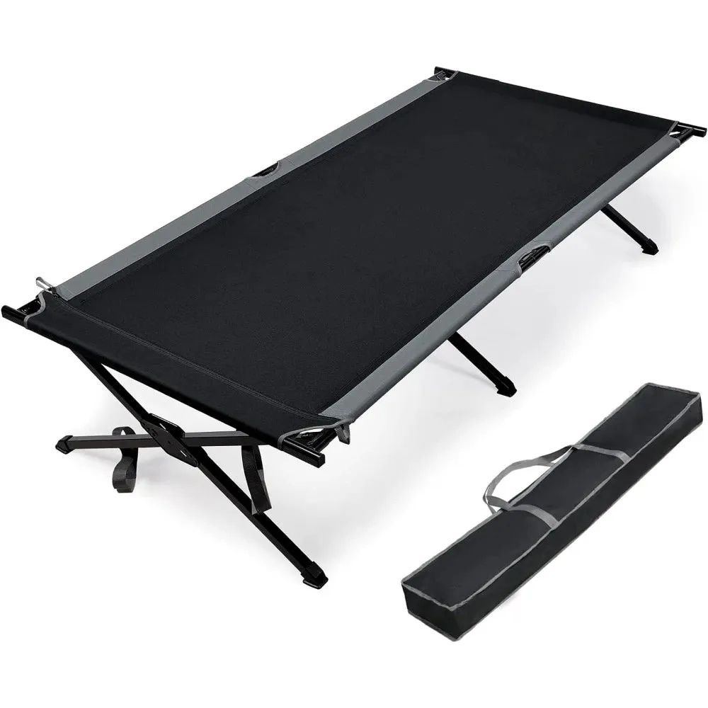 Extra Wide Camping Cot for Adults – Heavy Duty Folding Bed with Carry Bag, 84.3" L x 41.9" W, Supports Up to 550 lbs