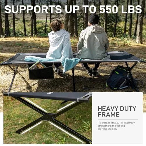 Extra Wide Camping Cot for Adults Oversized XXL Sleeping Cots Folding Cot Bed w/ Carry Bag
