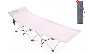 Extra-Wide Camping Cot, Upgrade Sturdy Camping Bed, Cots for Sleeping Support 120kg, with Carry Bag Ultralight Backpacking Cot for Travel(Beige)