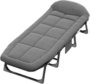 Extra Wide Camping Cot with Thick Mattress, 6-Level Adjustable Folding Cot, Comfortable Portable Folding Bed for Sleeping