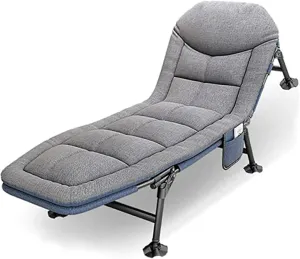 Extra Wide Heavy Duty Sturdy Camp Bed for Adults, Folding Camping Beds with Mattress, Portable Sleeping Cot for Travel Outdoor Office Indoor Fishing