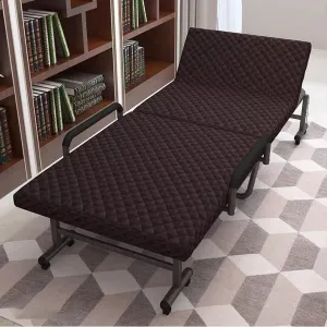 Extra Wider Camping Cot with Mattress and Armrests, Portable Folding Bed Load 661lbs, 6-Position Folding Chaise Lounge Chair