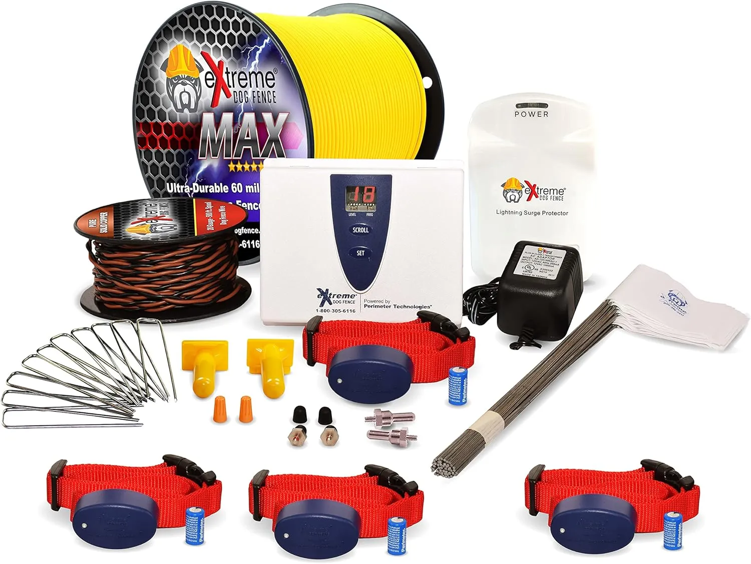 Extreme Dog Fence Max Grade Electric Dog Fence - 4 Dog Kit - 2000 Feet of Heavy Duty -Plus Maximum Duty Wire for Ultimate Performance and Reliability