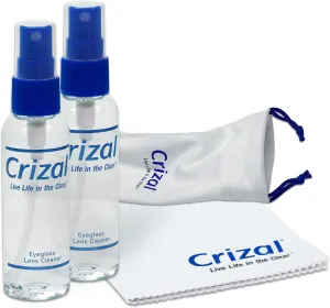 Eyeglass Lens Cleaner Kit, Doctor Recommended for Anti Reflective Lenses and Coating, 2oz Crizal Spray (2 Bottles) w/Crizal Microfiber Cloth and Crizal Pouch, 1pk