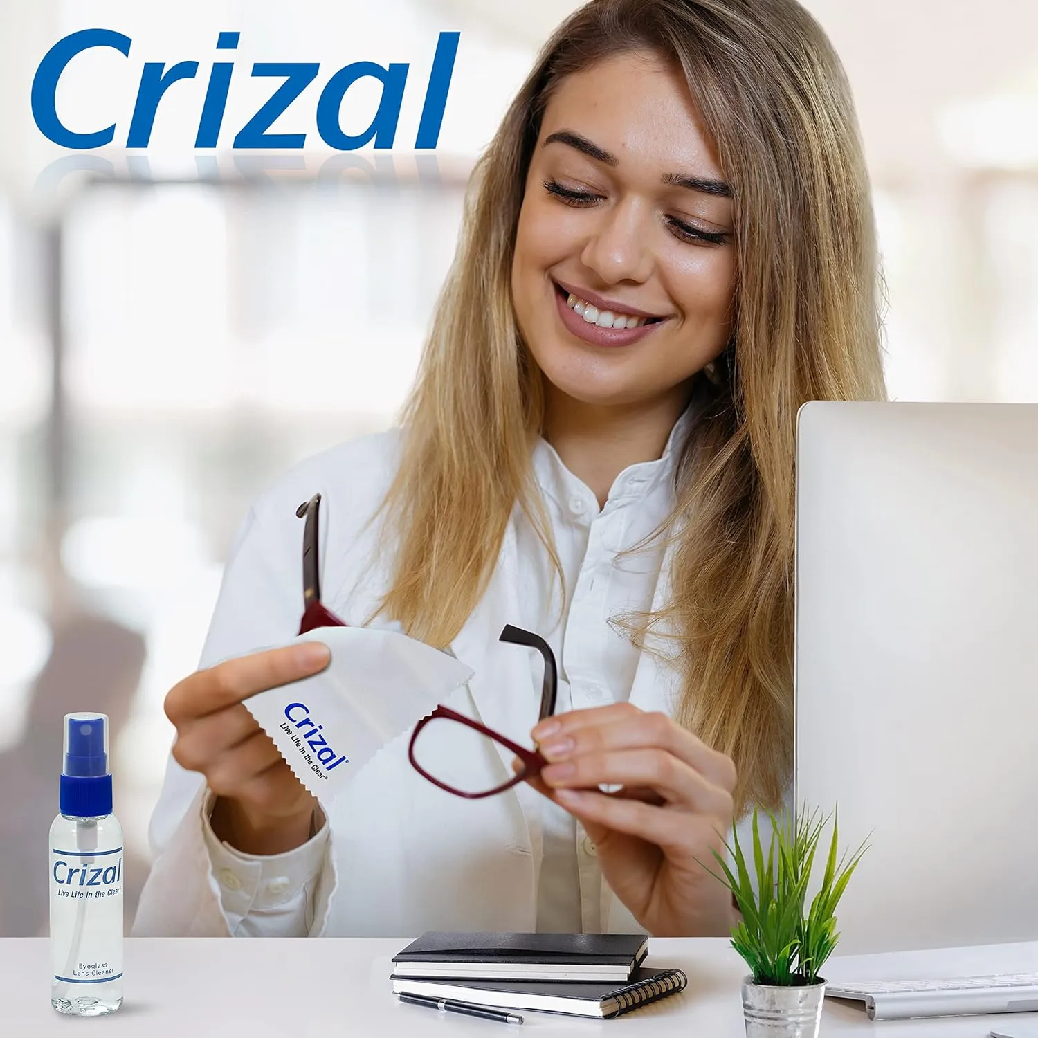 Eyeglass Lens Cleaner Kit, Doctor Recommended for Anti Reflective Lenses and Coating, 2oz Crizal Spray (2 Bottles) w/Crizal Microfiber Cloth and Crizal Pouch, 1pk