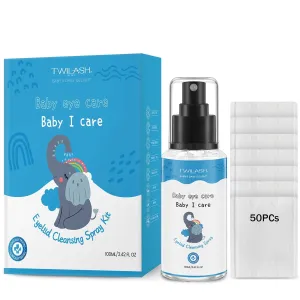 Eyelid Cleansing Spray for Children with 50 Cotton Rounds - Tear-Free, Natural Ingredients | Ideal for Gentle Eye Care and Daily Use | 100ml/3.42 fl oz
