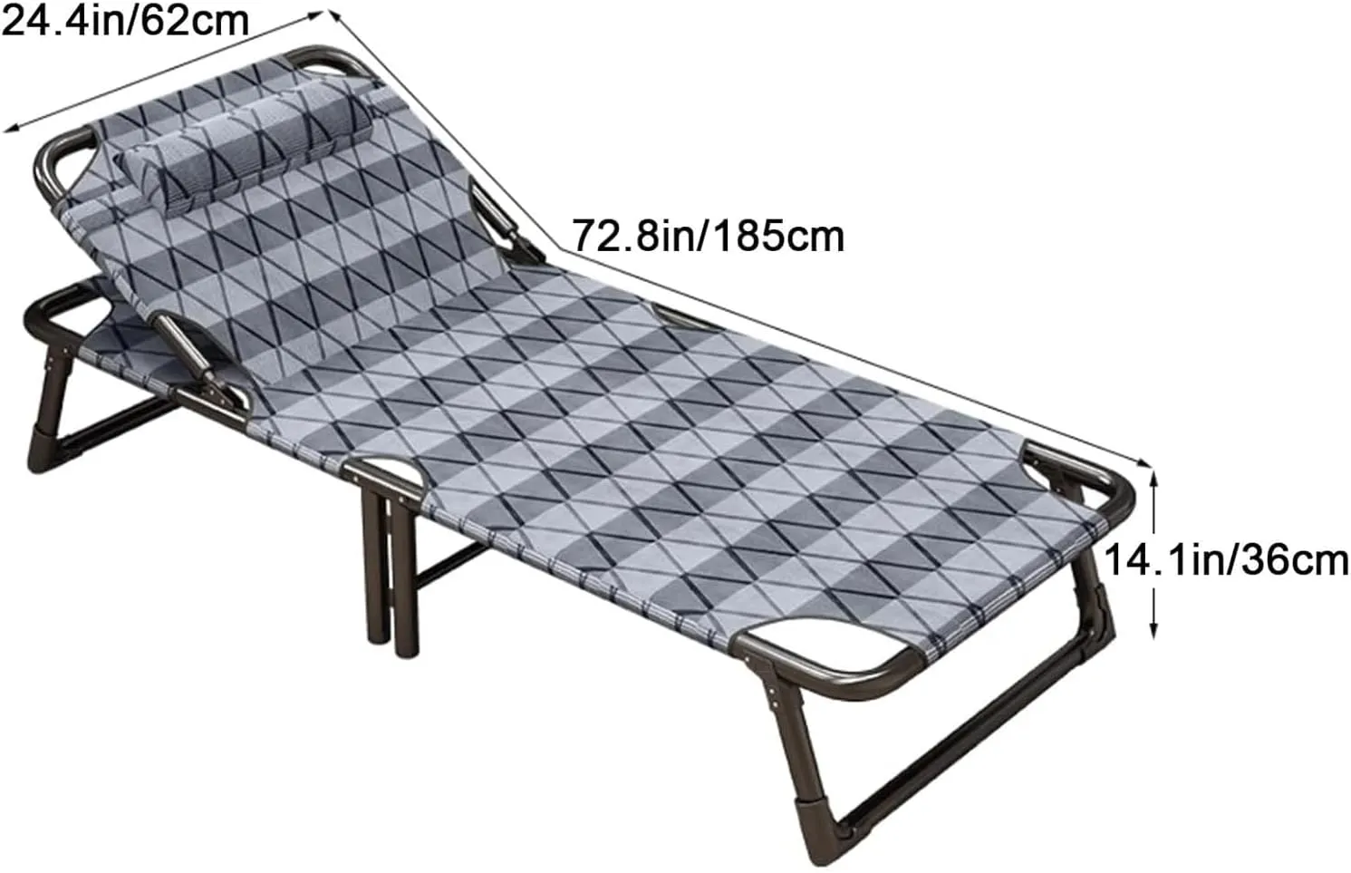 EYPKPL cots for Sleeping Folding Camping Bed 6 Speed Adjustable Camping Cot Steel Frame Camping Cots for Adults Load 287lbs Portable Folding Bed Stretching Freely