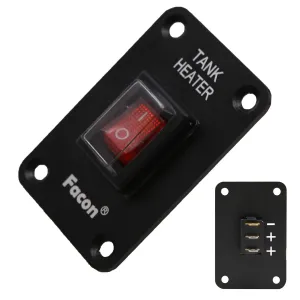 Facon 12Volts Switch Box Panel, 10Amps Rocket On&Off Switch with Red Indicator Light for RV Tank System, IP66 Waterproof Control Gang Kit System for RV Tank Heating Pad