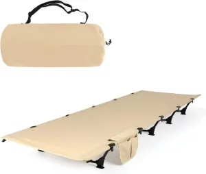 FAHKNS Lightweight Camping Cot, Ultralight Folding Bed for Camping, Hiking, Travel, Portable Compact for Outdoor Travel, Khaki