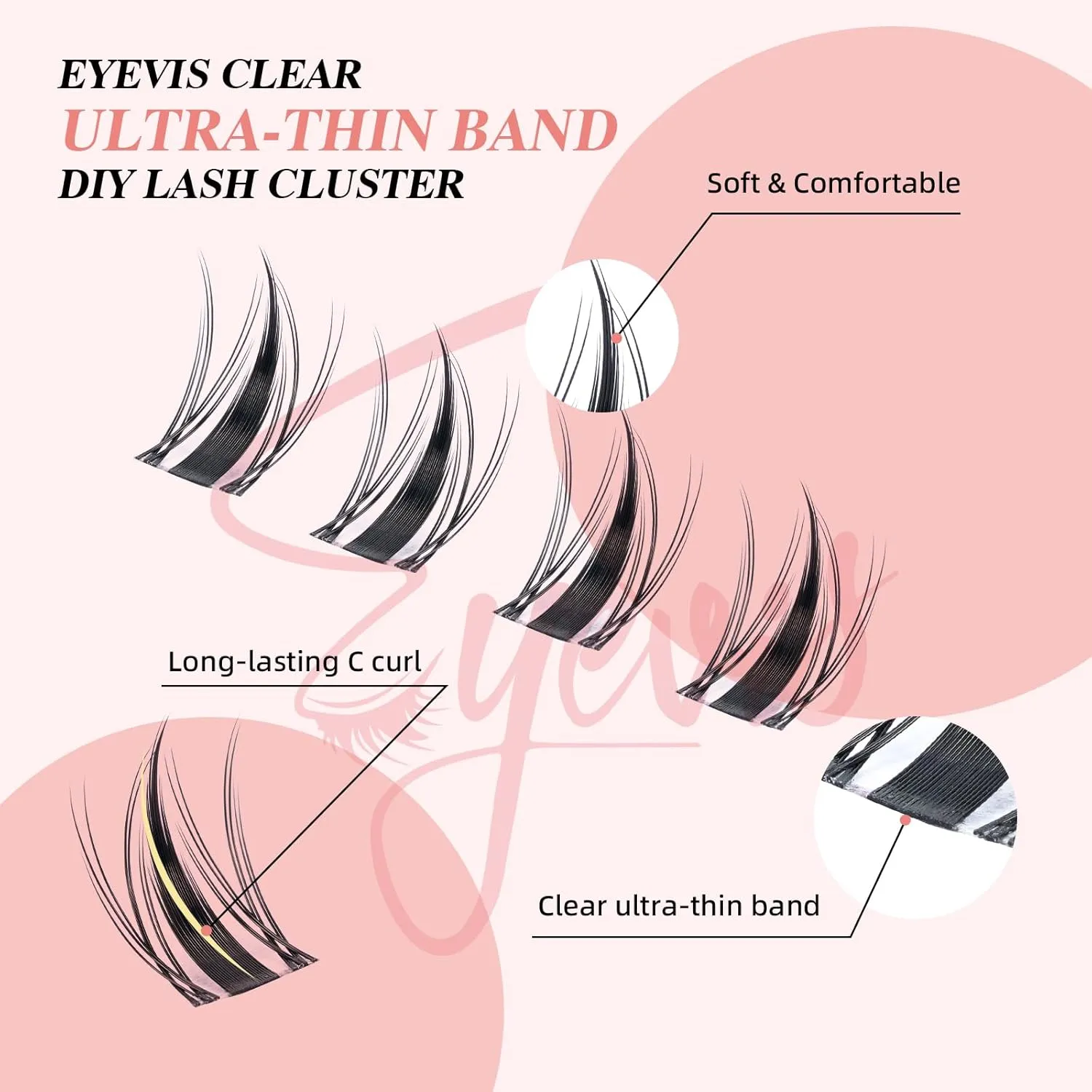 Fairy Lash Clusters Kit 144PCS Ultra-Thin Invisible Band Lash Extension Kit 8-18mm Manga Eyelash Extension Kit C Curl Lash Clusters Wet-Look Anime DIY at Home （Fairy Kit,8-18mm）