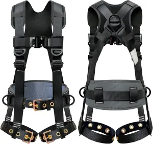 Fall Protection Safety Harnesses Full Body Roofing Construction Harness 5 Point Adjustment Harness Padded Black OSHA/ANSI COMPLIANT