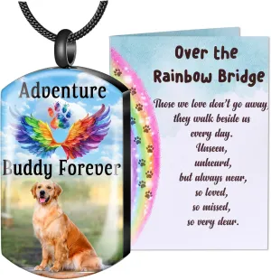 Fanery Sue Personalized Dog Cat Ashs Necklace Custom Photo&Text Pet Dog Memorial Urn Necklace Gift