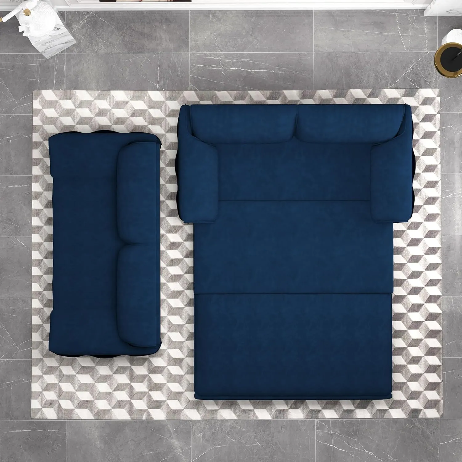 FANYE 63.8" W Living Room Queen Size Sofabed 3 in 1 Convertible Sleeper Sofa Lounge Chaise Daybed, Oversized Loveseat Sofa&Couch W/Pull Out Sleep Couch Bed and Pillow Armrests for Home Apartment