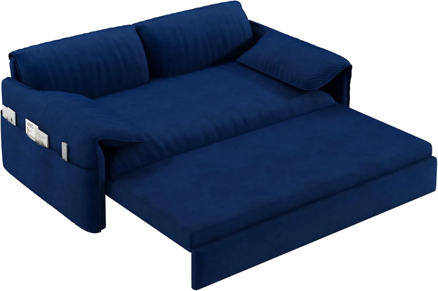 FANYE 63.8" W Living Room Queen Size Sofabed 3 in 1 Convertible Sleeper Sofa Lounge Chaise Daybed, Oversized Loveseat Sofa&Couch W/Pull Out Sleep Couch Bed and Pillow Armrests for Home Apartment