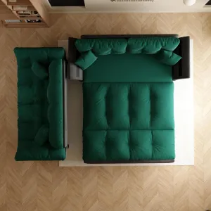 FANYE 74.8" W Living Room Queen Size Sofabed 3 in 1 Convertible Sleeper Sofa Lounge Chaise Daybed, Oversized Loveseat Sofa&Couch W/Pull Out Sleep Couch Bed and Pillow Armrests for Home Apartment