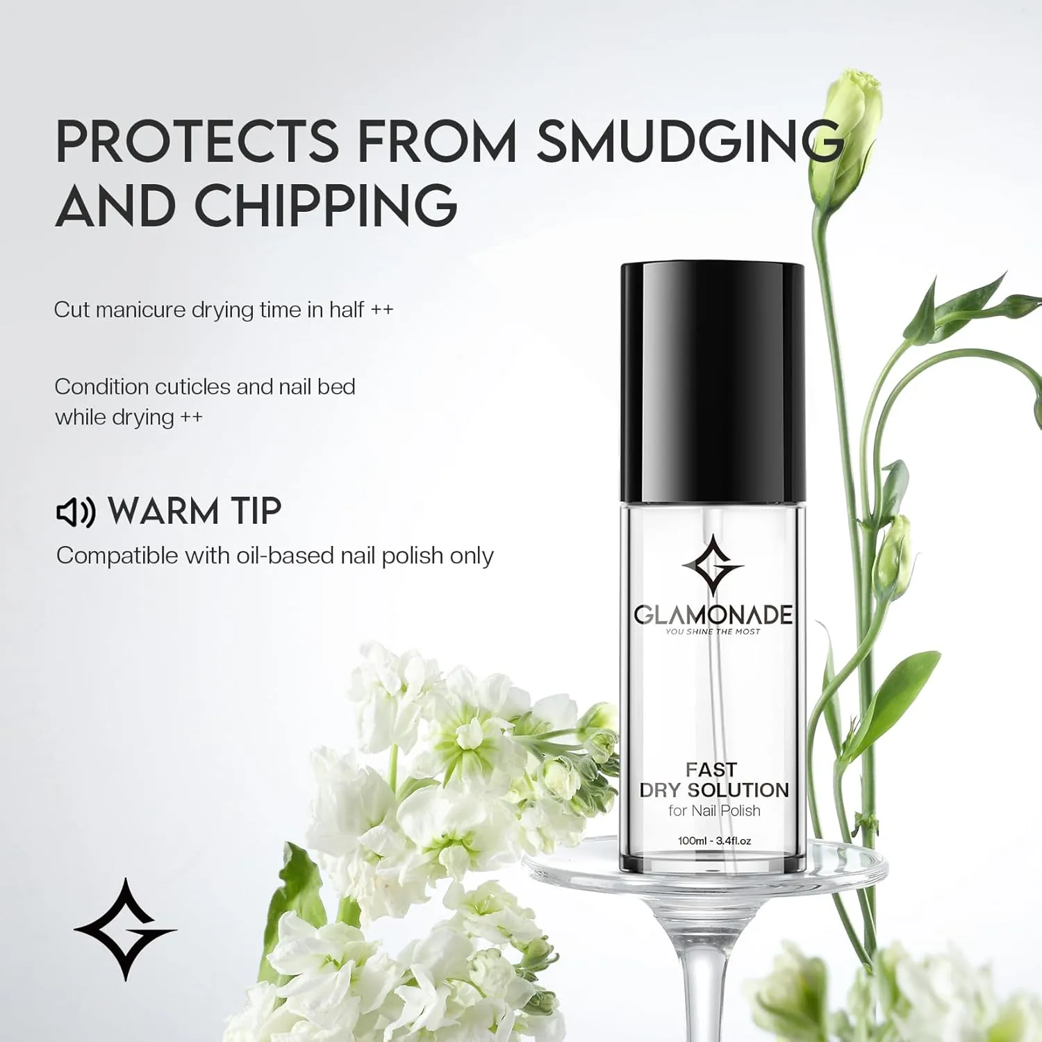 Fast Drying Spray Quick Dry Nail Drying for All Nail Types Long Lasting nail polish 3.4Fl Oz