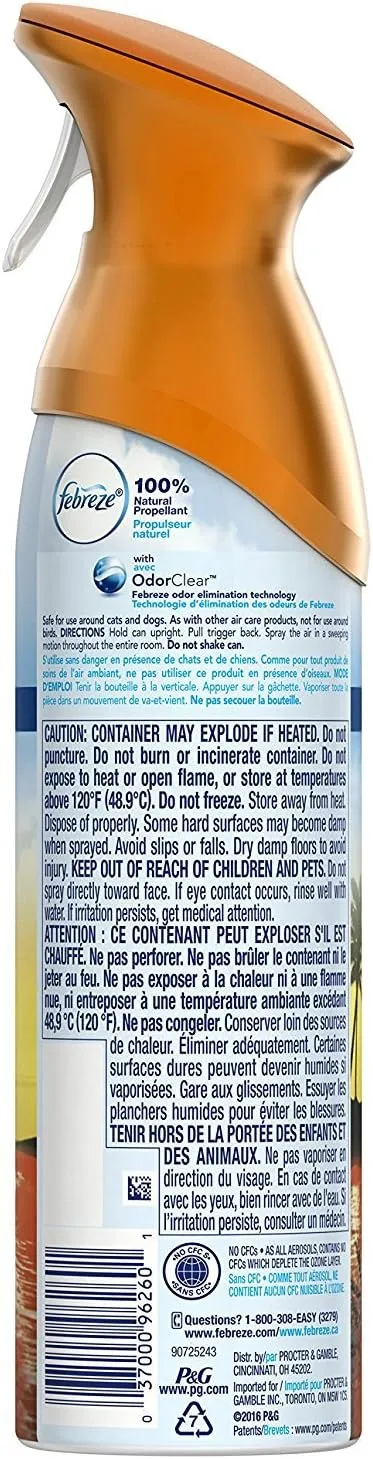 Febreze Air Freshener and Odor Fighter Spray, Hawaiian Aloha Scent, 8.8 Oz (Pack of 6)