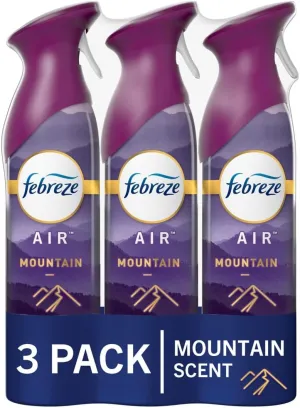 Febreze Air Mist Air Freshener Spray, Odor-Fighting Room Spray, Air Fresheners for Home and Bathroom and Kitchen, Aerosol Can, Mountain Scent, 8.8oz, 3 Count