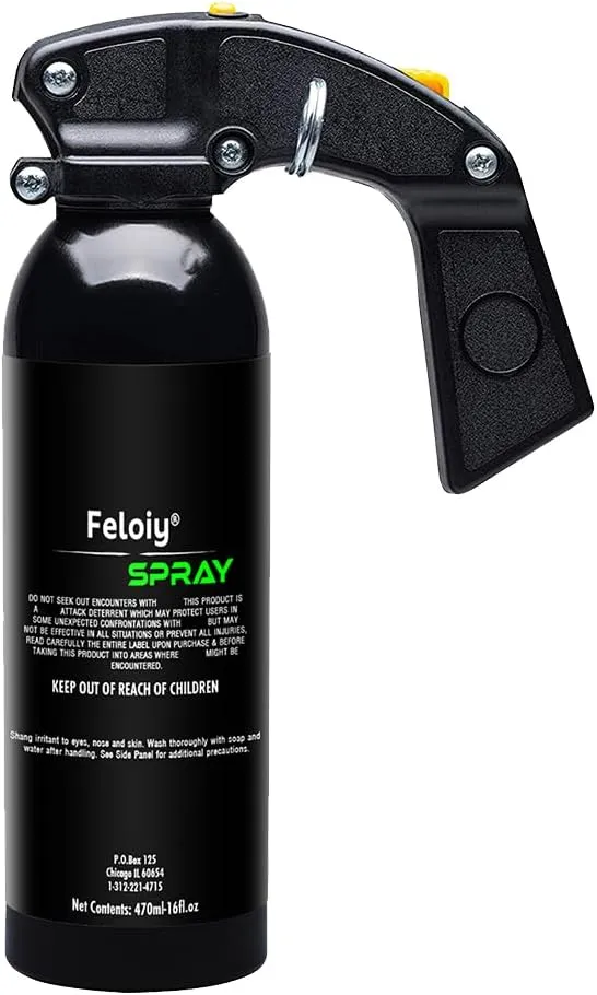 Feloiy Pepper Spray - 470ml/16oz - Home and Outdoor Protective Spray with Safety Clip