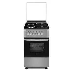 Ferre50 x 60 2 Gas 2 Elec Hob, FFD, Electric Oven, Enamel Grid, Glass Lid, Silver