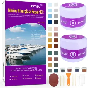 Fiberglass Boat Repair Kit, Fiberglass Repair Kit Fix Holes Chips Pit Cracks,Marine Fiberglass Repair Kit for Boats (Color Match),Epoxy Filler for Boats,Gel Coat Repair Kit for Boats