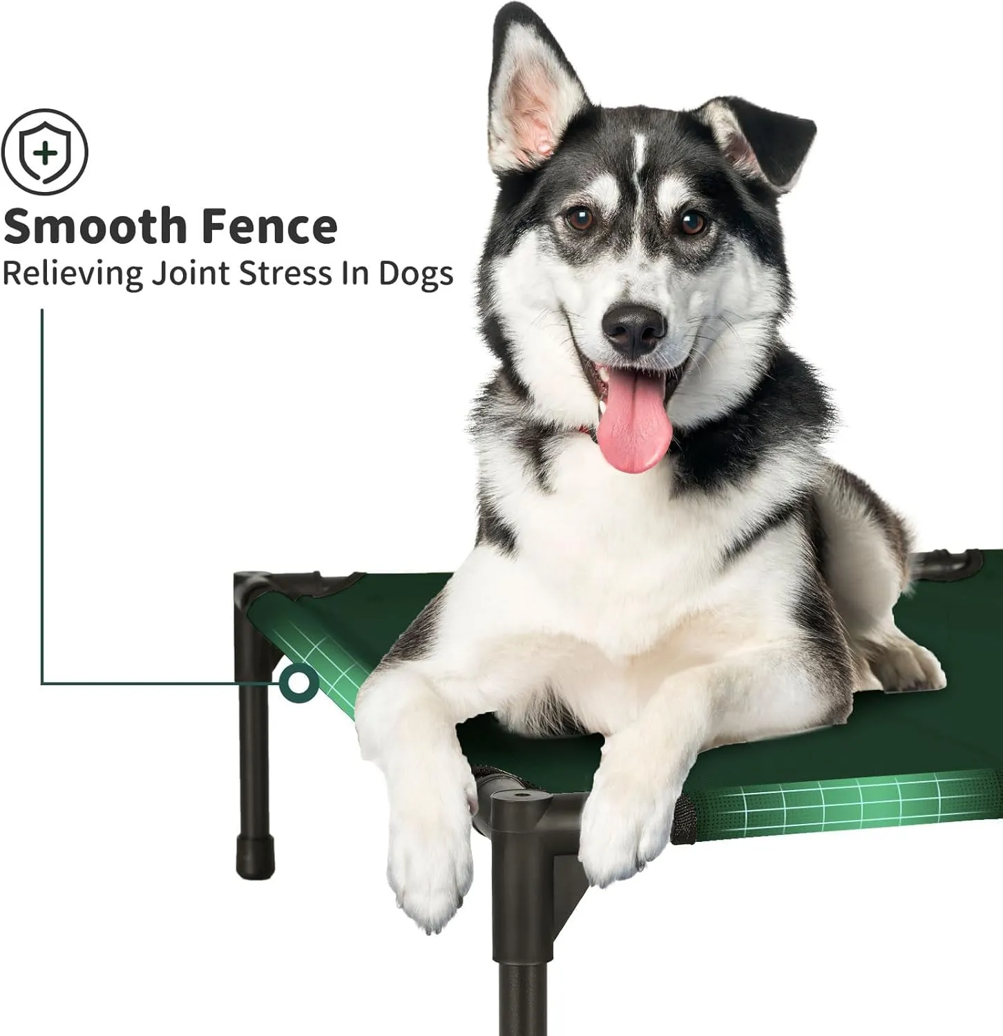 FIOCCO Elevated Dog Bed - Dog Cot with Chew Proof Mesh for X-Large Dogs, Waterproof Washable Raised Pet Bed, Portable Pet Bed for Outdoor Use, Dogs Cot Beds, Green