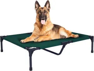 FIOCCO Elevated Dog Bed - Dog Cot with Chew Proof Mesh for X-Large Dogs, Waterproof Washable Raised Pet Bed, Portable Pet Bed for Outdoor Use, Dogs Cot Beds, Green