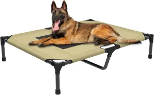 FIOCCO Elevated Dog Bed - Heavy Duty Dog Cot, Washable Raised Pet Bed with Chew Proof Mesh and Metal Frame, Portable Pet Bed for Outdoor Use, Dogs Cot Beds for Large Dogs, Agave Green/Black Mesh