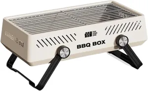 Fireside tea set, home outdoor fire stove, can milk tea stove, barbecue stove teapot combination, portable grill, multifunctional tea barbecue set (White BBQ Grill)