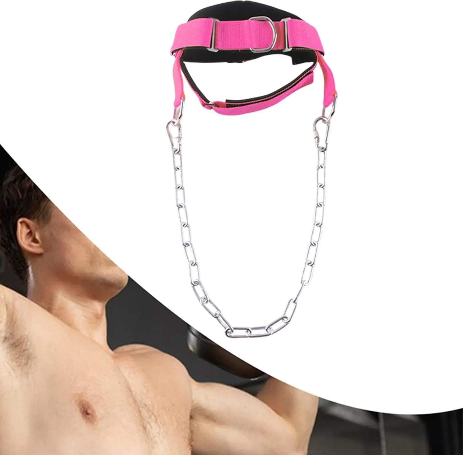 Fitness Neck Harness for Weight Training with Metal Chain Comfortable Wearing for Rugby Player Versatile Wide Padded Strap