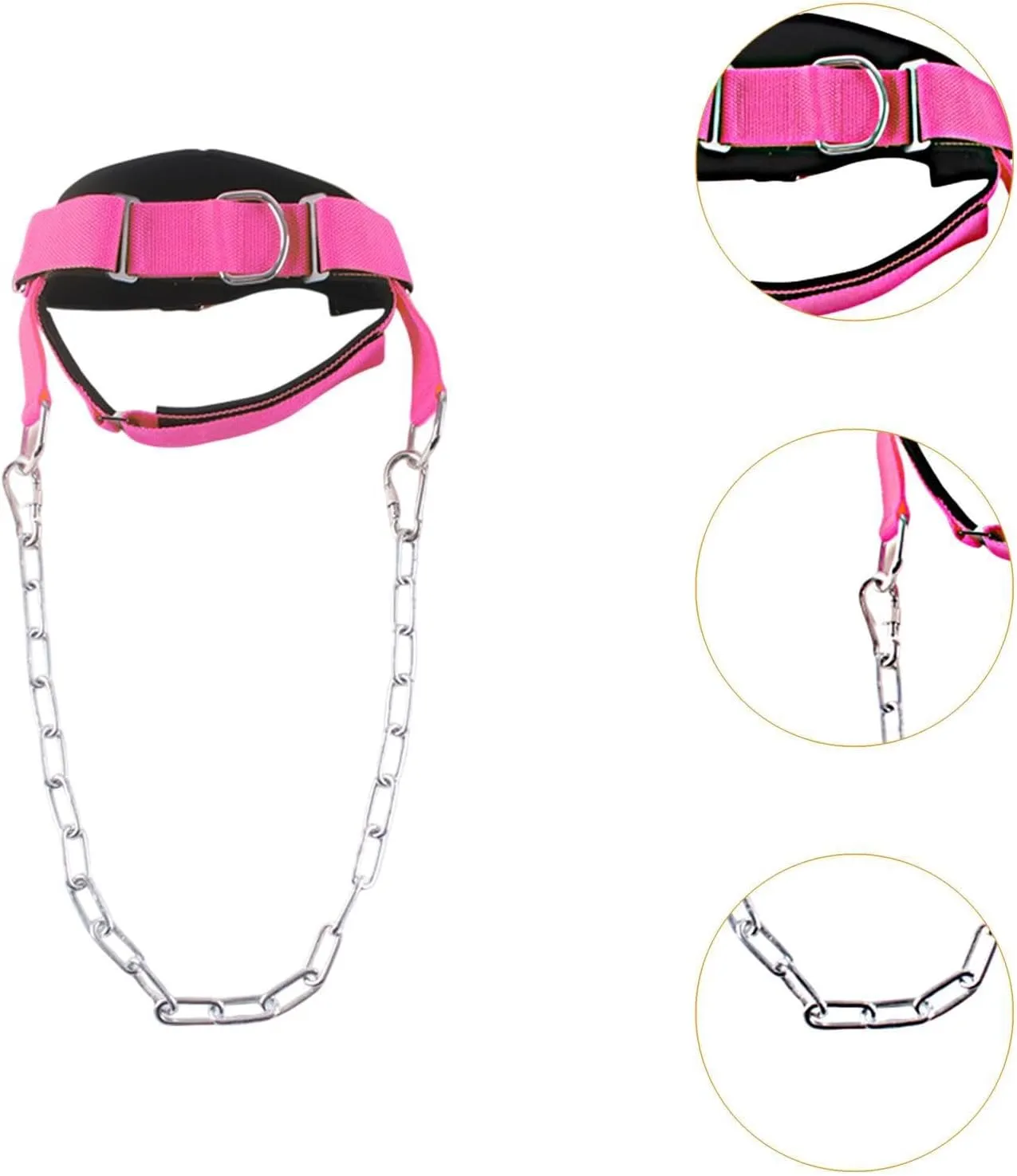 Fitness Neck Harness for Weight Training with Metal Chain Comfortable Wearing for Rugby Player Versatile Wide Padded Strap
