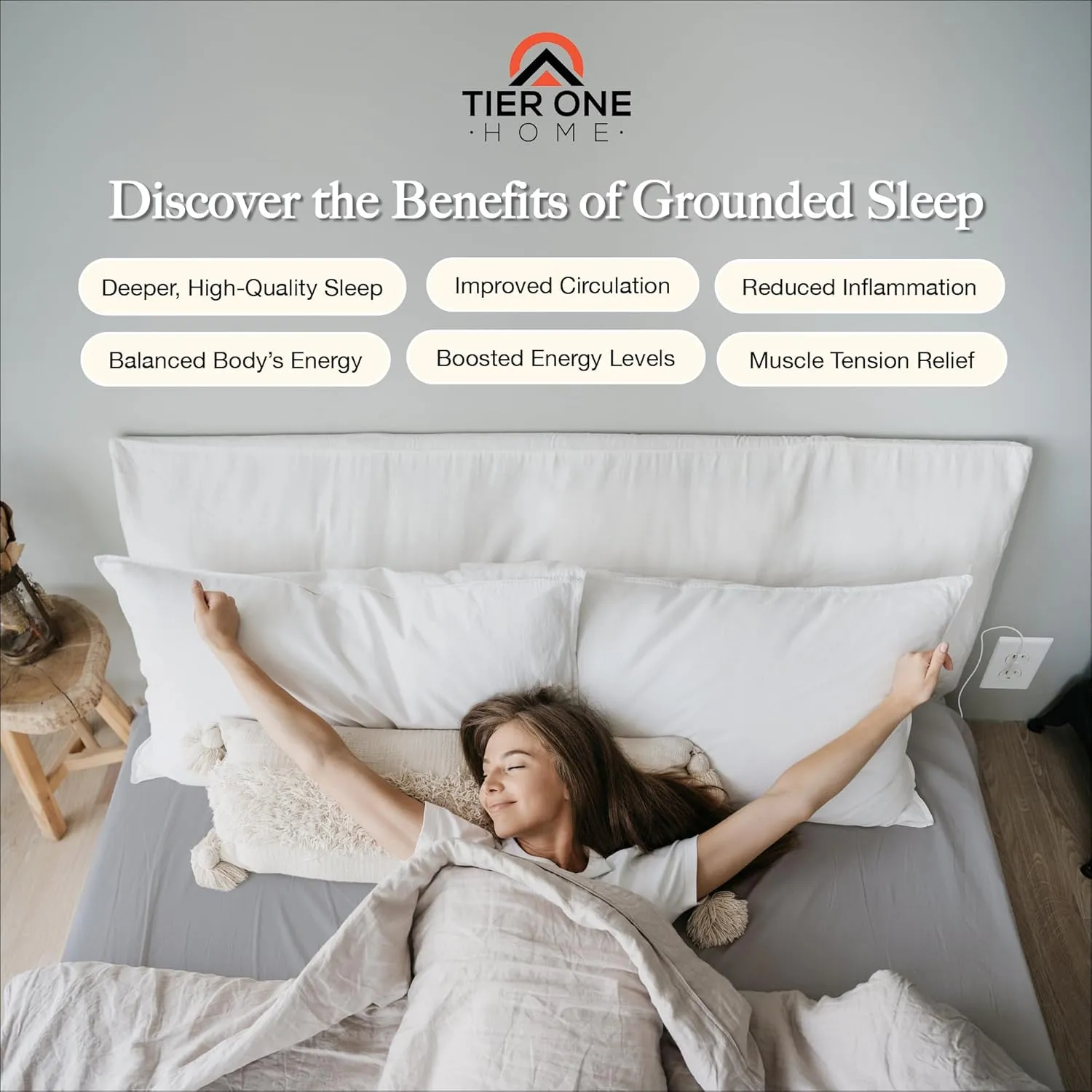 Fitted Grounding Sheets for Earthing, 5% Silver Fiber   95% Certified Organic Cotton for Better Sleep and Pain Relief. Deep Pockets. Includes Grounding Wristband & Cords (Full)