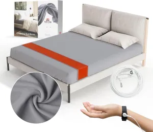 Fitted Grounding Sheets for Earthing, 5% Silver Fiber   95% Certified Organic Cotton for Better Sleep and Pain Relief. Deep Pockets. Includes Grounding Wristband & Cords (Full)